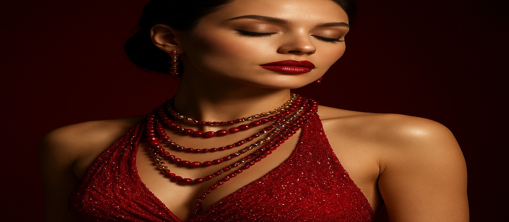 tk3666 গেমিং প্ল্যাটফর্মে টেবিলে লাল পোশাকে সজ্জিত একজন নারী উপস্থিত